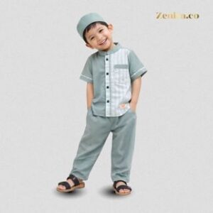 Zenira Official | Gratis Peci Baju Koko Kurta Anak Laki Laki Setelan Baju Set Muslim Lebaran Cowok Canarya