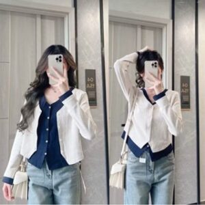 ATASAN WANITA KNIT KOMBINASI 2 LAYERD | ATASAN KNIT BLOUSE WANITA CARDYGAN 2 LAYERD KOMBINASI | ATASAN CROP WANITA LENGAN PANJANG ATASAN KNIT CARDYGAN