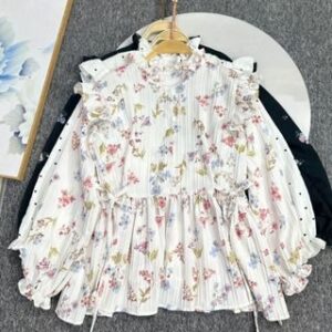 Aura Blouse Atasan Wanita Lengan panjang Motif Flowers