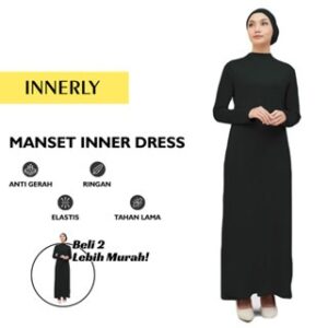 INNERLY Inner Dress Lengan Panjang Wanita Manset Gamis Daleman Baju Rayon