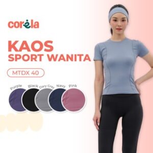 Corela Kaos Sport Wanita Baju Olahraga Lengan Pendek T-Shirt Sportwear Workout Running MTDX40