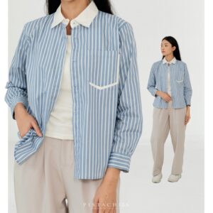 PISTACHIOS – Essential Stripe Shirt | Kemeja Wanita | Atasan Wanita