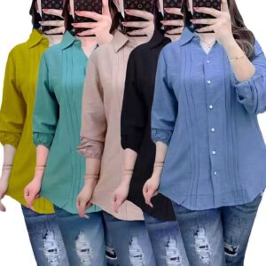 POTONGAN HARGA Atasan Kemeja Lis BAHAN CRINKLE PREMIUM TEBAL,HALUS, ADEM UKURAN M.L.XL.XXL