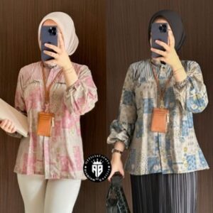 Baju Batik Wanita Modern Atasan Blouse Batik Kerja Kantor Wanita