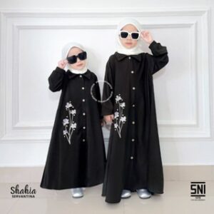 Shahia Servantina – Ayana Dress Bordir Gamis Anak Perempuan Couple Mom & kids