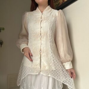 Diandra TOP ATASAN BLOUSE SEMI TUNIK wanita baju viral kondangan kebaya tensel bordir by biel the label