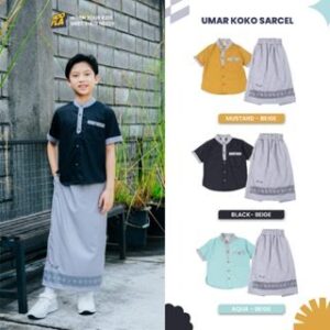Hoofla Setelan Baju Koko Sarung Celana Anak Laki Laki Usia 3-12 Tahun Umar Koko Sarcel