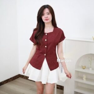 ORECCA – Soren Top Atasan Lengan Pendek Wanita | Avery Top | Blouse Wanita – Kameja Wanita Korean Style
