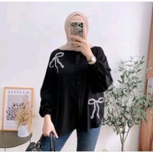 LUNA BLOUSE ATASAN MOTIF PITA BORDIR KEMEJA RAYON TWILL WANITA