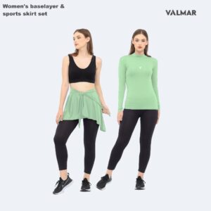 VALMAR SPORTWEAR – Set Baselayer Manset & Rok Wanita Olahraga – Hijau Muda