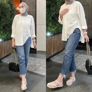 Talita blouse Kemeja Wanita Linen Premium terbaru Kemeja Basic Wanita Casual Korean Style