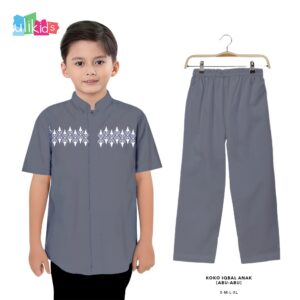 Ulikids Baju Setelan Koko Anak Muslim Laki-Laki Kombinasi Bordir Batik Premium Lengan Pendek Bahan Toyobo Adem Terbaru Dan Termurah