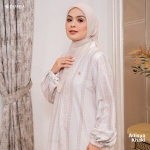 TAZBIYA – Gamis Motif ADISYA I Dress Motif Premium I Busui Friendly I Dress Raya 2026