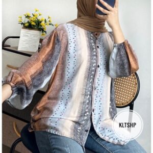 (JUMBO) Blouse Balon Wanita Motif Rayon Viscose Premium Oversize LD 120 Lengan panjang K1483
