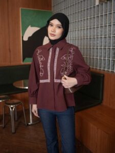 Mayoutfit Verica Shirt | Kemeja Wanita Poplin Bordir Floral Embroidery