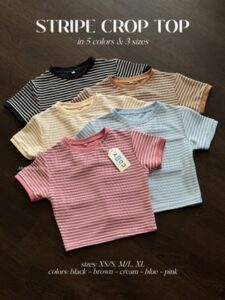 SIVALI Stripe Crop Top – Kaos Basic Wanita Garis Bahan Premium Knit Atasan Wanita | 5011