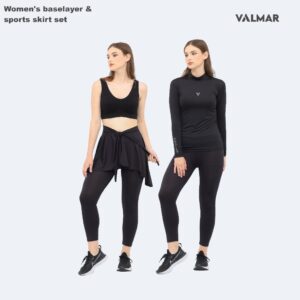 VALMAR SPORTWEAR – Set Baselayer Manset & Rok wanita olahraga – hitam
