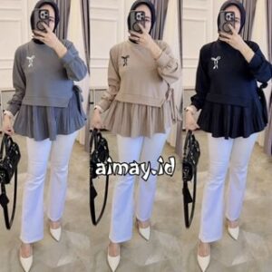 ATASAN WANITA KEKINIAN//BLOUSE KNIT MIX PLISKET//BLOUSE BORDIR COQUETTE VIRAL 2026 M-XXL