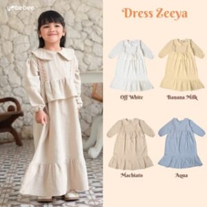 Yobebee Zeeya Long Dress Bordir Anak Perempuan Usia 3 5 7 9 12 Tahun Baju Muslim Gamis Anak Cewek