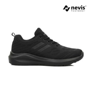 NEVIS Sepatu Pria Jumbo Big Size 39-49 Hugo Cross Sport Sneakers Casual Olahraga Running Lari Full Black Hitam Polos
