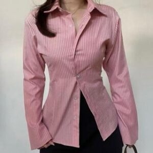 JULIA TOP Stripe Shirt Kemeja Fita Body Wanita Korean Style Office Shirt