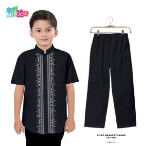 Ulikids Baju Set Koko Setelan Anak Laki-Laki Full Bordir Premium Lengan Pendek Usia 4 – 13 Tahun Termurah Dan Terlaris Lebaran 2026