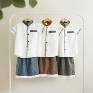 Gummy Baby Setelan Koko Celana Sarung Baju Muslim Anak Laki-laki 1-8 Tahun Baju Lebaran Fath Set