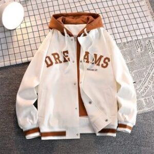 Vallina Outfit – Dreams Jaket Baseball Hoodie Unisex Matt Fleece Premium OOTD Korean Style Casual Daily
