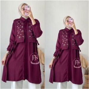 Savia Tunik Bordir Rayon Twill Motif Rompi Atasan Wanita