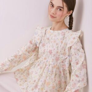 [ Senchi ] – Ikebana Flower Blouse  / Atasan Blus Motif Bunga / Blus Wanita Style Jepang & Korea / Blus Bunga / Floral Blouse Pastel