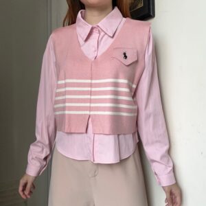 Kiyomi 2 pcs set Top & vest atasan blouse kemeja wanita korean style by Biel the label