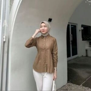 Kemeja Wanita  Luna Top Slevee LD 105cm Dan 115 cm Matt Katun Premium Kemeja Wanita  Press Body
