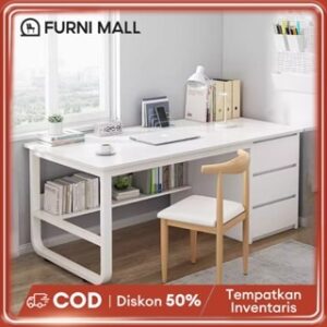 Meja Kantor Meja Belajar Meja Komputer Meja Kantor Dengan Laci Meja Kerja Minimalis Serbaguna 140CM