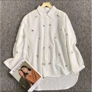 Atasan Wanita Blouse Kemeja Lengan Panjang Bordir Luna