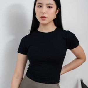 AIJO STORE 2 | Sienna Crop Top Knit Baju Wanita Elegan Bodyfit Korean Oneck Spandex Halus Terbaru