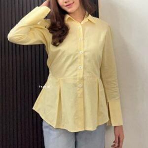 Tasa.id | Kemeja Whispie Rempel Fit Body Wanita Casual | Kemeja Wanita Tangan Panjang | Atasan Wanita