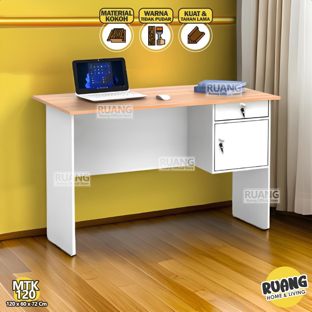 MTK 120 - Meja Kantor Meja Tulis dengan Laci dan Kunci Meja Kerja Minimalis Meja Belajar