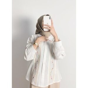 Nadine blouse atasan wanita – kemeja linen bordir – kemeja lengan panjang – blouse terbaru
