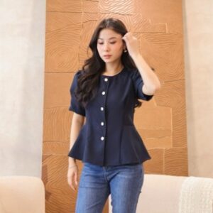 Kyra Blouse Peplum Lengan Pendek / Atasan Kerja Kantor Wanita – Eleonor