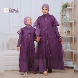 Soulleha Arumi Dress Pesta Couple Mom & kids 1-15 tahun Gamis Pesta Shakila & Tulle Brukat Mewah