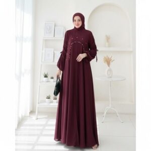 Vallina Outfit – Elora Set Dress 2in1 Gamis Muslim Kondangan Matt Ceruty Babydoll Apk Payet Premium