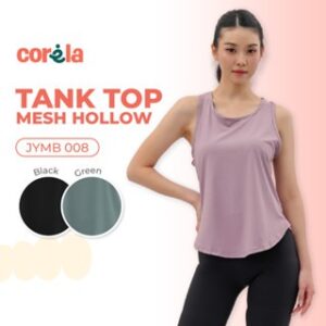 Corela Tank Top Mesh Hollow Atasan Olahraga Wanita Sportwear Breathable Quick Dry Stretchy Tank Top Fitness Gym JYMB008