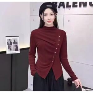 BLOUSE KOREA – ASARINA BLOUSE – Atasan Wanita Long Sleeve – Baju Lengan Panjang Wanita Knit Top Blouse rib knit baju Korean