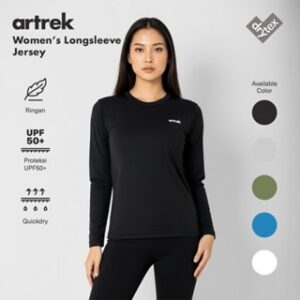 Artrek Jersey Lari Long Sleeve Wanita TREKKING  PADEL TENIS RUNNING GYM Olahraga Dry Fit QUICK DRY UPF50 RINGAN