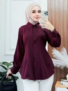 DLTS93 – Kemeja Wanita Lengan Panjang Blouse Polos Kerja dan Kuliah Formal X Kasual Kekinian