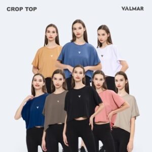 VALMAR SPORTWEAR – Kaos Crop top Oversize Wanita Material Spandex Elastis Olahraga Gym Running Vadel