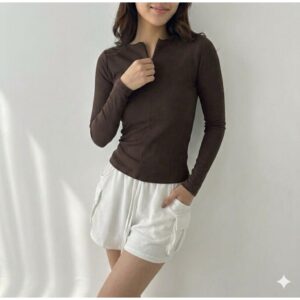 JULY TOP | Atasan Knit Wanita Korean Top Baju Knit Wanita Lengan Panjang Basic Long Sleeve