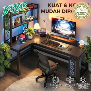 BMZAR Meja Gaming Pola Fiber KarbonMeja Komputer Meja Kerja Meja kantor Meja Belajar Meja Laptop