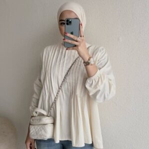 Floral Id – Blouse Ruffle Polos Meira Atasan Wanita Lengan Panjang Premium Oversize