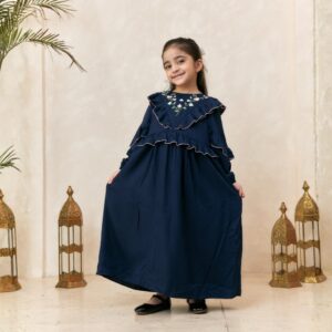 [HELLOMINI] 2-10T EID 2026 Aisya Premium Katun Nyaman | Dress Gamis Anak Perempuan Baju Lebaran Navy